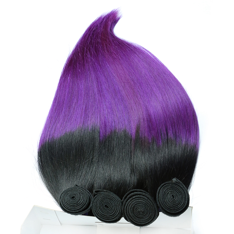 Purple Ombre Hair Brazilian Straight Ombre Color Hair 1B/Purple